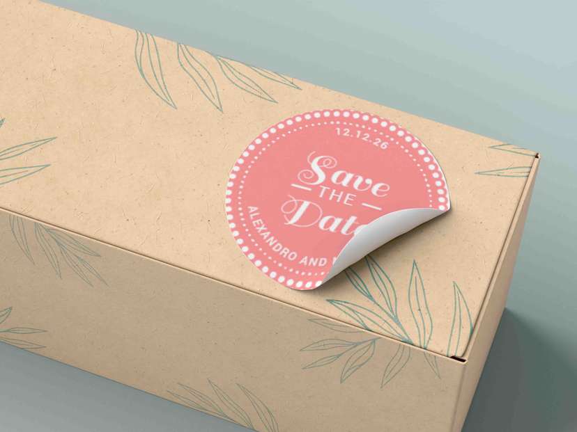 Stiker Save The Date Pink Pastel dengan Border Renda - Image 1