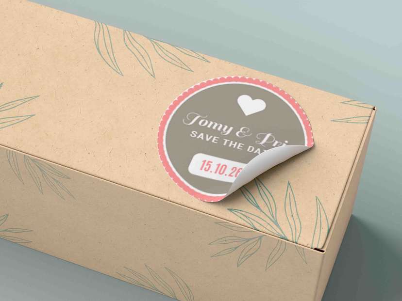Stiker Save The Date Earth Tone dengan Sentuhan Pink - Image 1