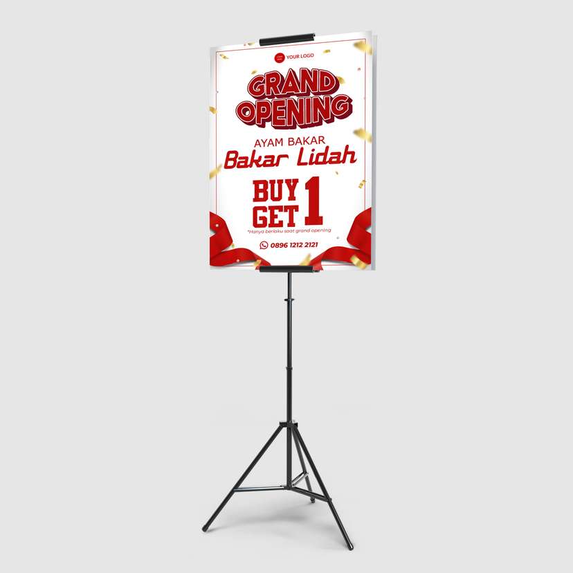 Foamboard Sign Stand Promo Grand Opening Merah Menyala - Image 1