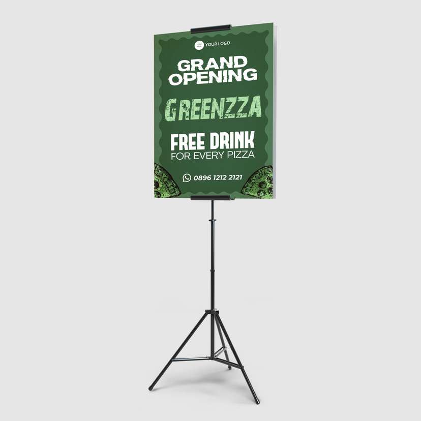 Foamboard Sign Stand Promo Grand Opening Hijau Gelap - Image 1