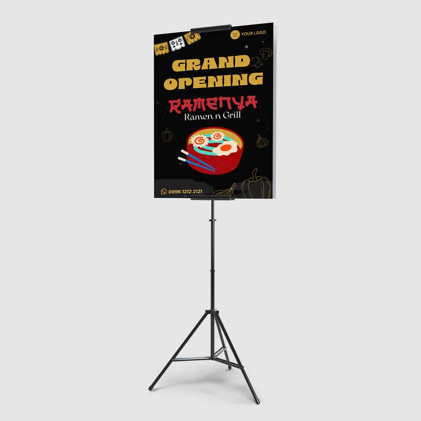 Foamboard Sign Stand Promo Grand Opening Hitam Bold Jepang - Image 1