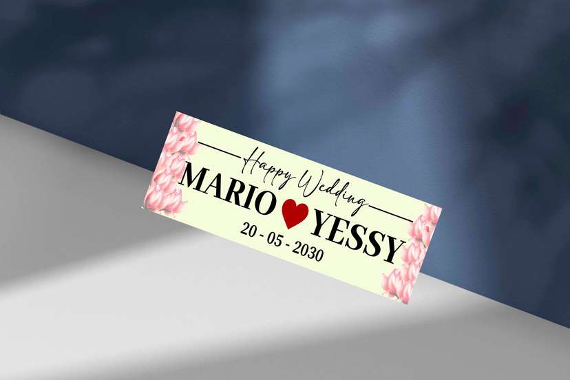 Wedding Plat Cream dan Bunga Pink - Image 1