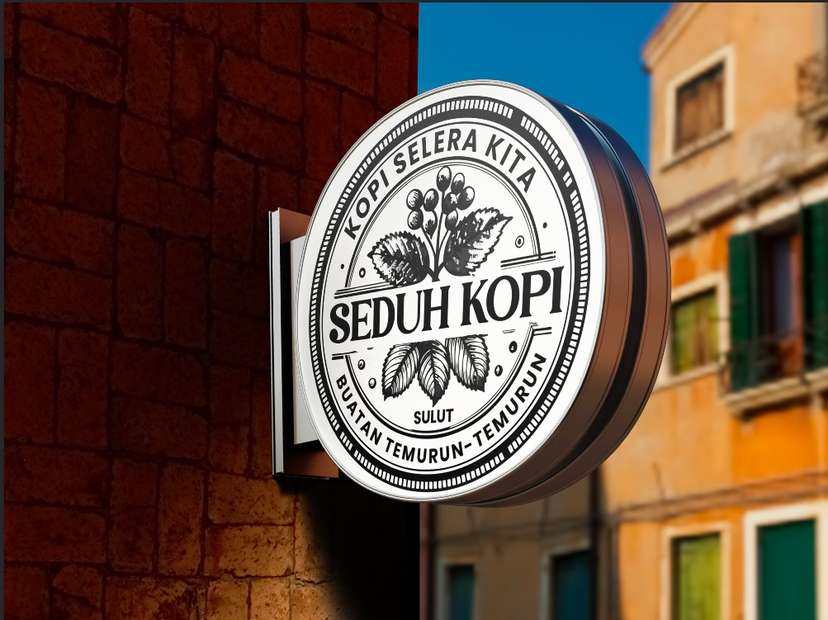 Neon Sign Box "Seduh Kopi" dengan Gaya Heritage dan Khas Sulut - Image 1