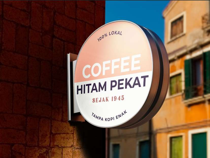 Neon Sign Box Coffee Hitam Pekat Gaya Retro Minimalis - Image 1