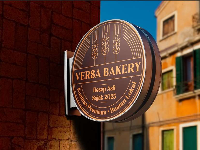Neon Sign Box Versa Bakery dengan Gaya Artisan Lokal Premium - Image 1