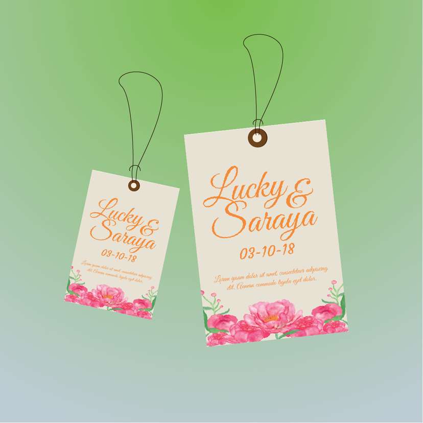 Hangtag Wedding Floral Pink - Image 1