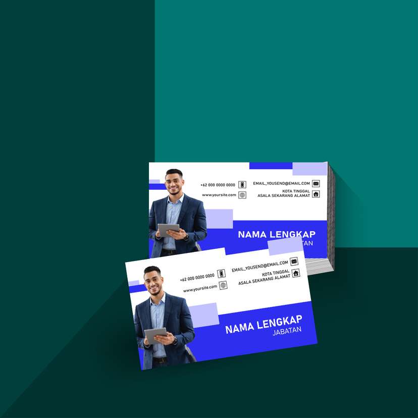 Kartu Nama Bisnis Modern dengan Warna Biru Ungu - Image 1