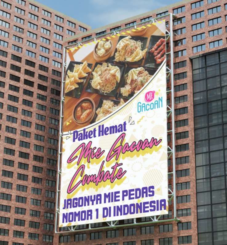 Baliho Vertikal Mie Gacoran Combate – Paket Hemat Mie Pedas No.1 - Image 1