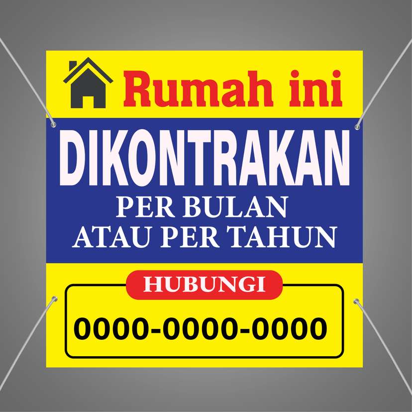 Baliho Kontrakan Rumah Desain Kuning Biru - Image 1