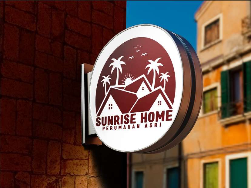 Sign Box Sunrise Home Perumahan Asri Logo Tropis Modern - Image 1