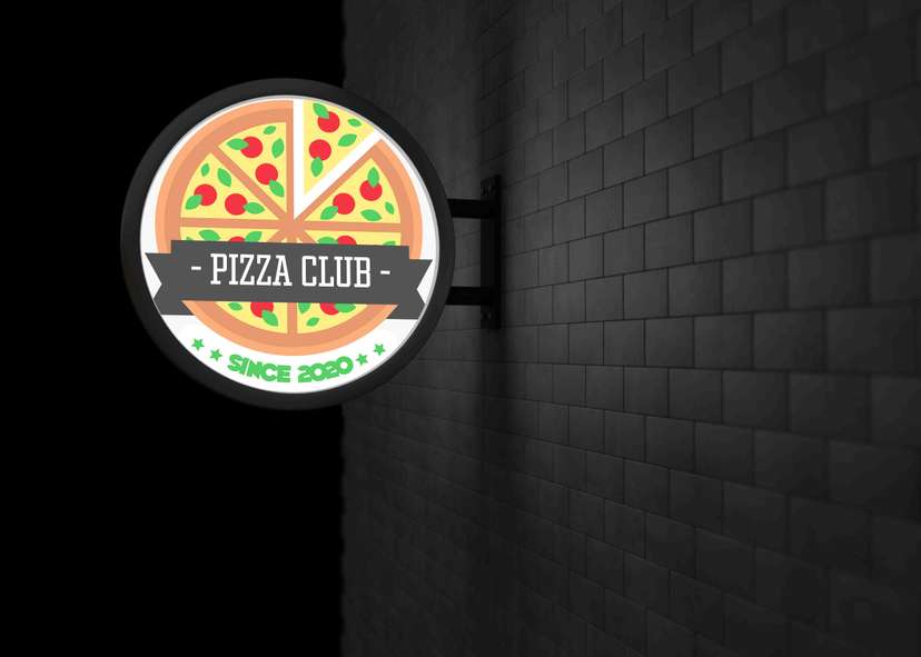 Neon Box Bulat Pizza Desain Simple Cerah dan Modern - Image 1