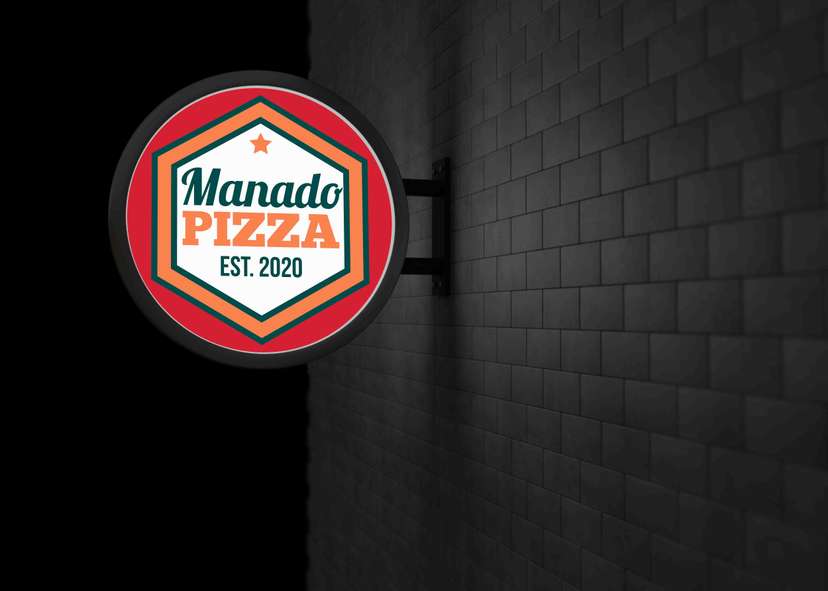 Neon Box Bulat Manado Pizza Desain Hexagon Retro Modern - Image 1
