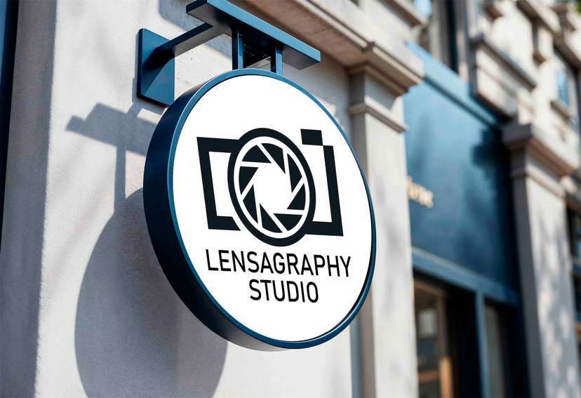 Neon Box Studi Logo Kamera Hitam Putih Minimalis - Image 1