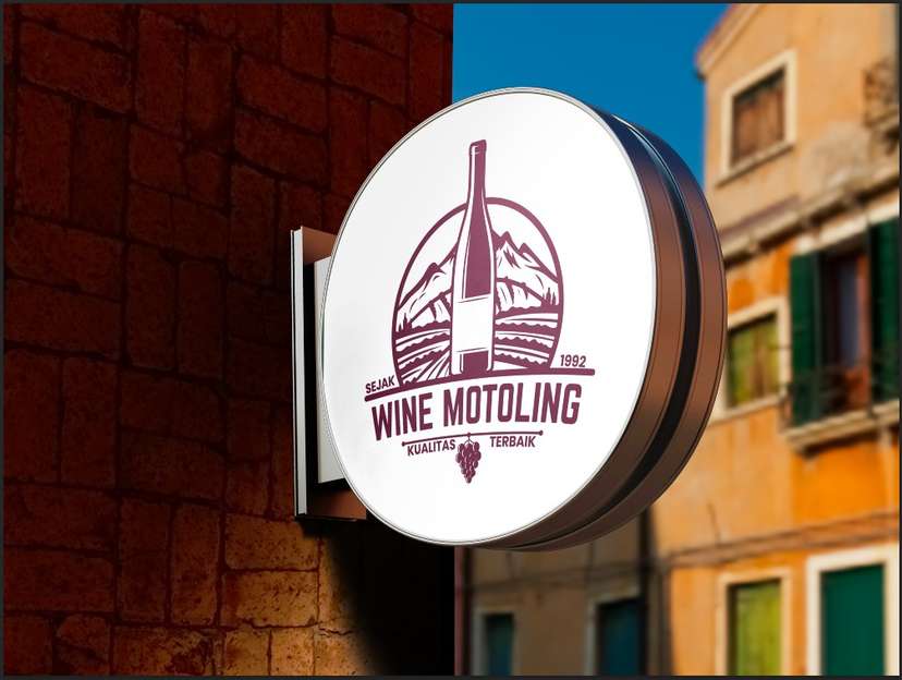Sign Box Wine Motoling Sejak 1992 Logo Produk Anggur - Image 1