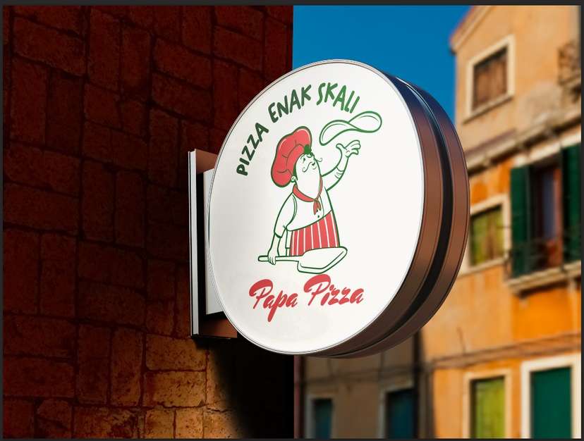 Sign Box Papa Pizza Pizza Enak Skali Logo Resto Italia - Image 1