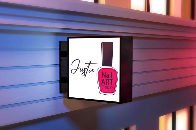 Neon Box Kotak Desain Botol Cat Kuku Pink Modern - Image 1