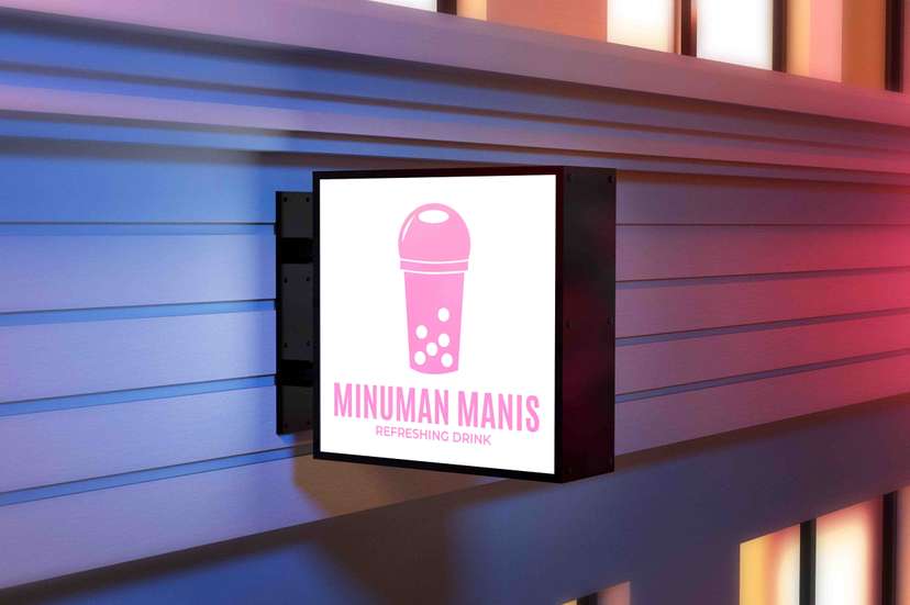 Neon Box Minuman Desain Pink Minimalis - Image 1
