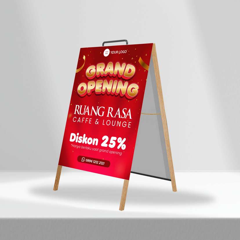 Triangle Stand Banner Kayu Opening Rasa Nusantara - Image 1