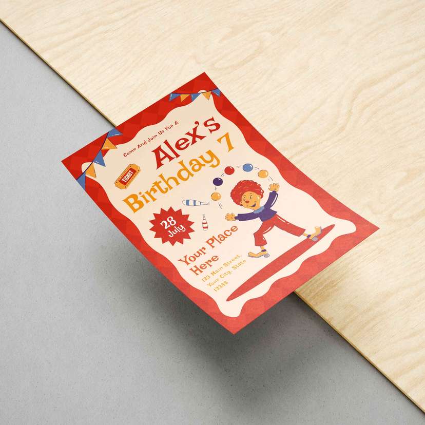 Undangan Ulang Tahun Anak Tema Orange Badut - Image 1