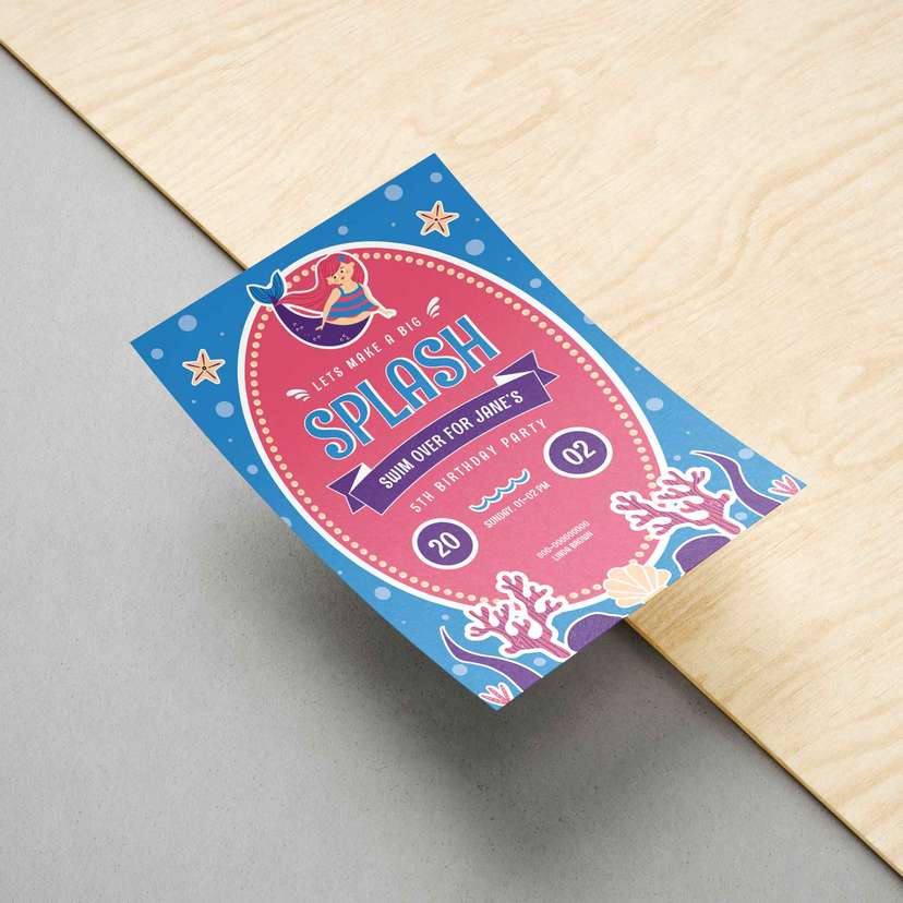 Undangan Ulang Tahun Anak Tema Mermaid Splash - Image 1