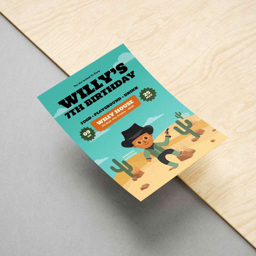 Undangan Ulang Tahun Anak Tema Koboi Laki-Laki - Image 1