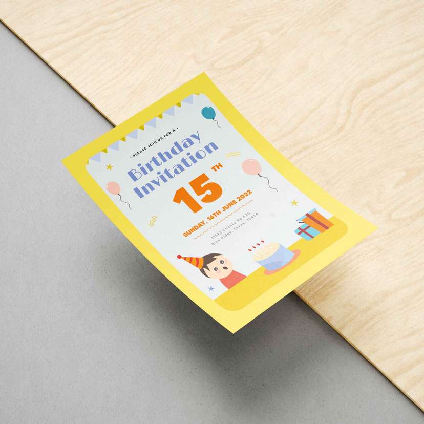 Undangan Ulang Tahun Anak Simpel Warna Pastel - Image 1