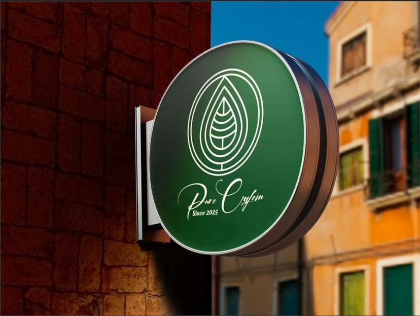 Sign Box Logo Kopi Latar Belakang Hijau - Image 1