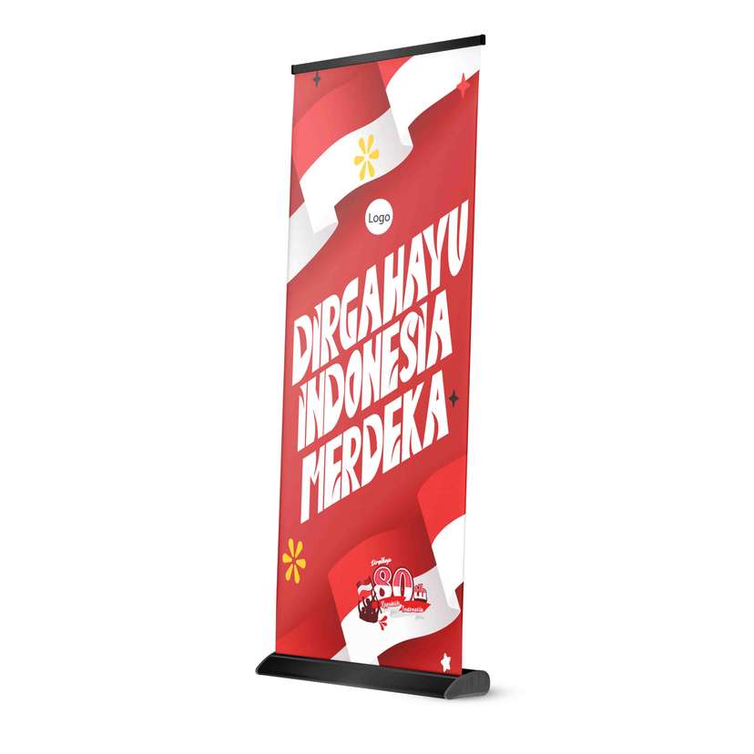 Roll Up Banner Dirgahayu Indonesia Merdeka Desain Bold & Ceria untuk HUT RI 80 - Image 1