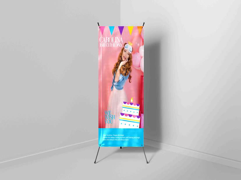 X Banner HUT Simple Warna Biru - Image 1