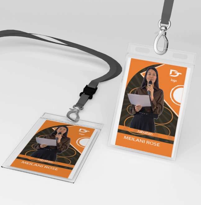 ID Card Oranye Gelap dengan Motif Geometris - Image 1