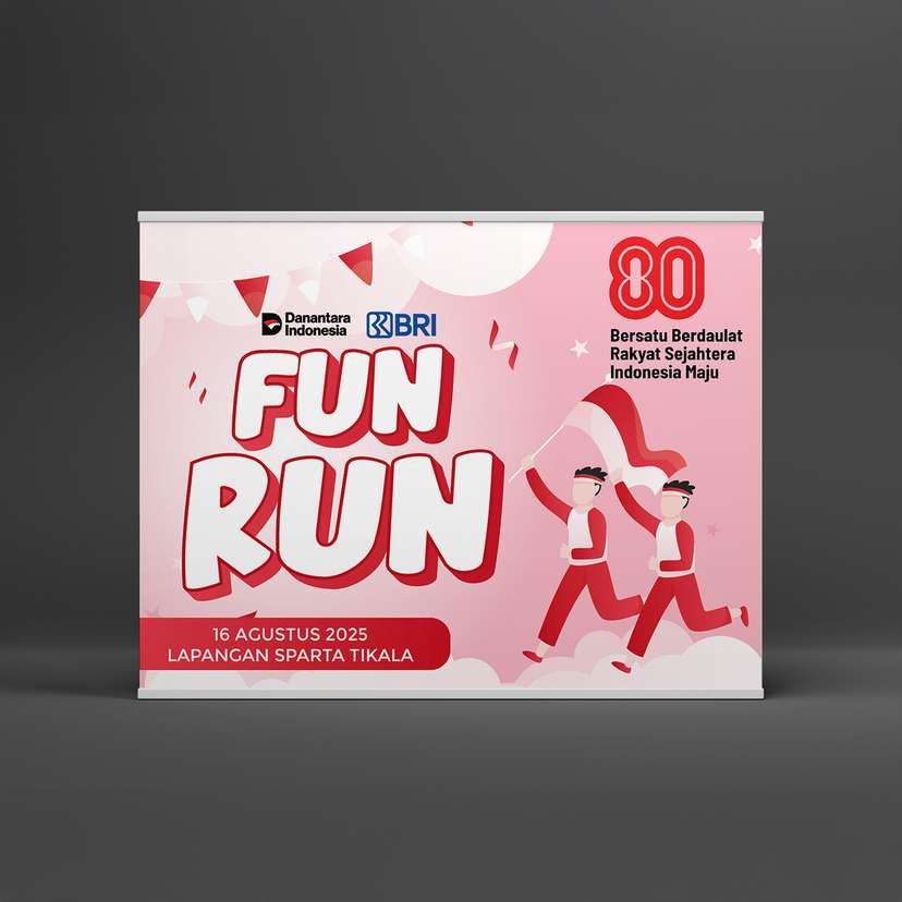 Backdrop Kemerdekaan Fun Run Merah Putih Pink - Image 1