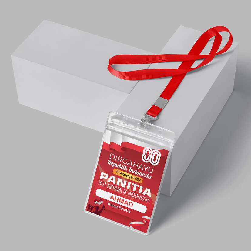 Id Card Panitia Kemerdekaan 17 Agustus Bendera Merah Putih Gold - Image 1