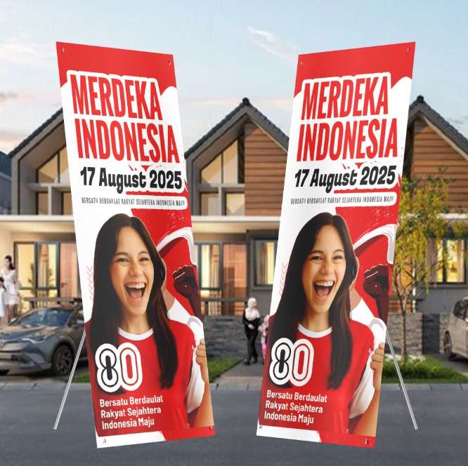 X Banner Meriah Merah Putih Rayakan Kemerdekaan Indonesia - Image 1