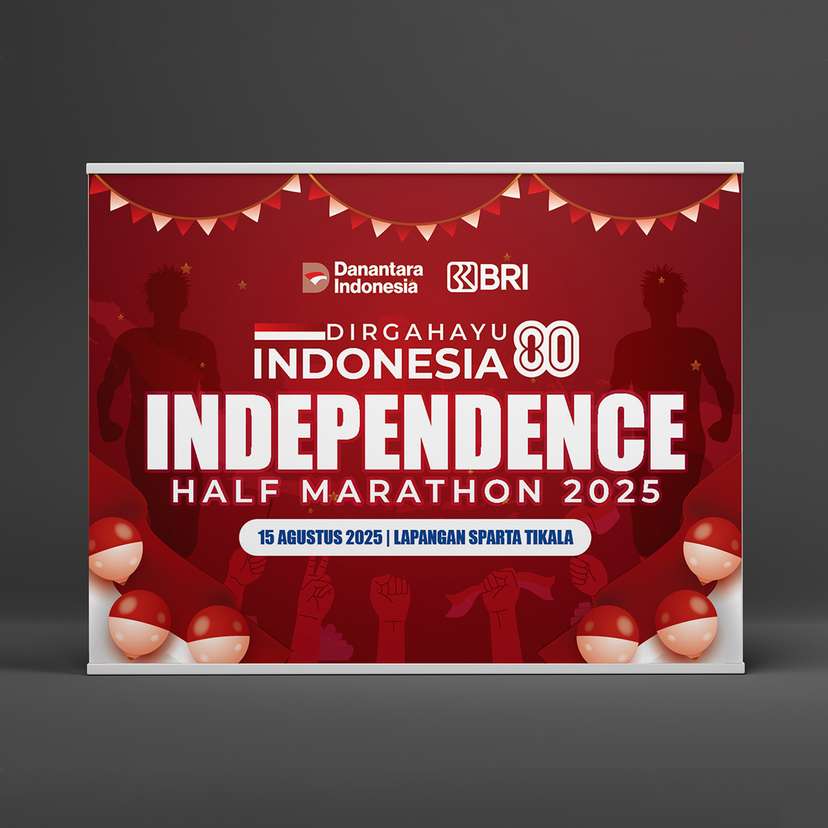 Backdrop Event Running Kemerdekaan 17 Agustus Half Marathon Merah Balon - Image 1