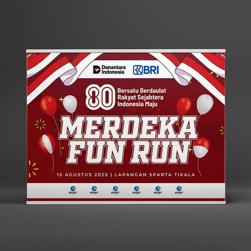 Backdrop Event Running Kemerdekaan 17 Agustus Half Marathon Merah Marron - Image 1