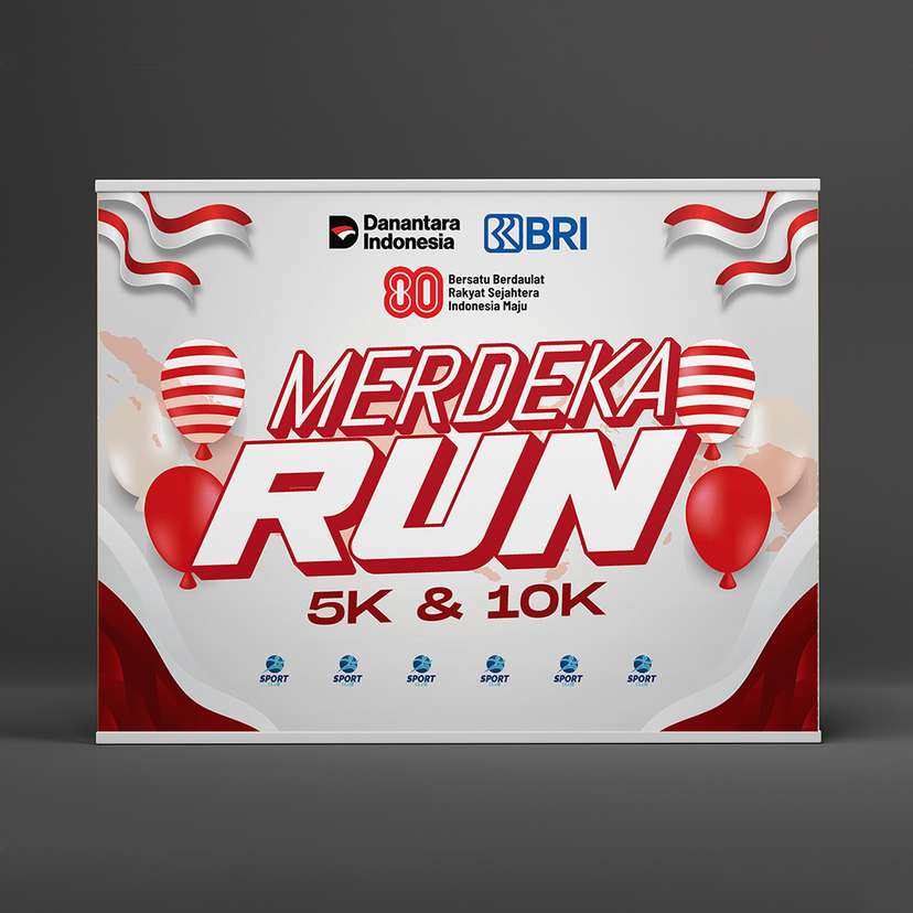 Backdrop Event Running Kemerdekaan 17 Agustus Half Marathon Merah Putih Ballon - Image 1
