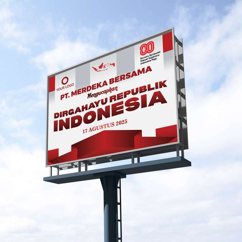 Baliho Ucapan Kemerdekaan Dirgahayu RI Konsep Garis Merah - Image 1