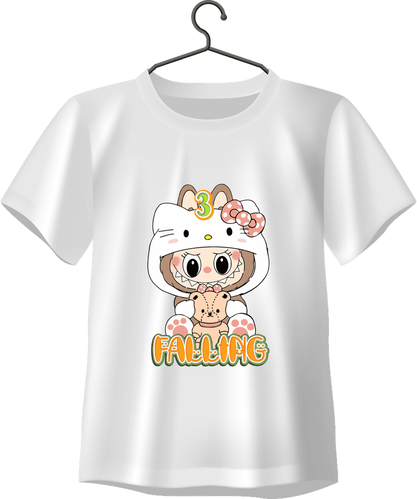 Kaos Custom Ulang Tahun Labubu Kostum Hello Kitty - Image 1