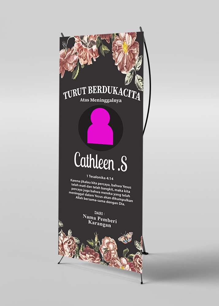 Banner Duka Cita Hitam Elegan dengan Bunga Mawar Gelap - Image 1