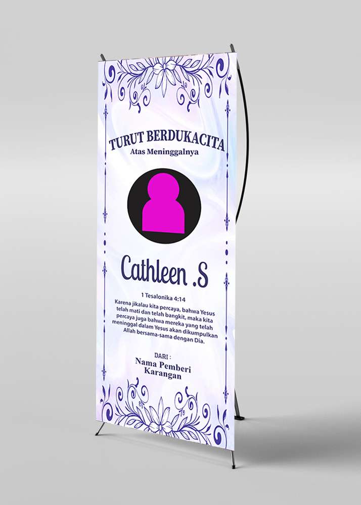 Banner Duka Cita Motif Ornamen Ungu - Image 1