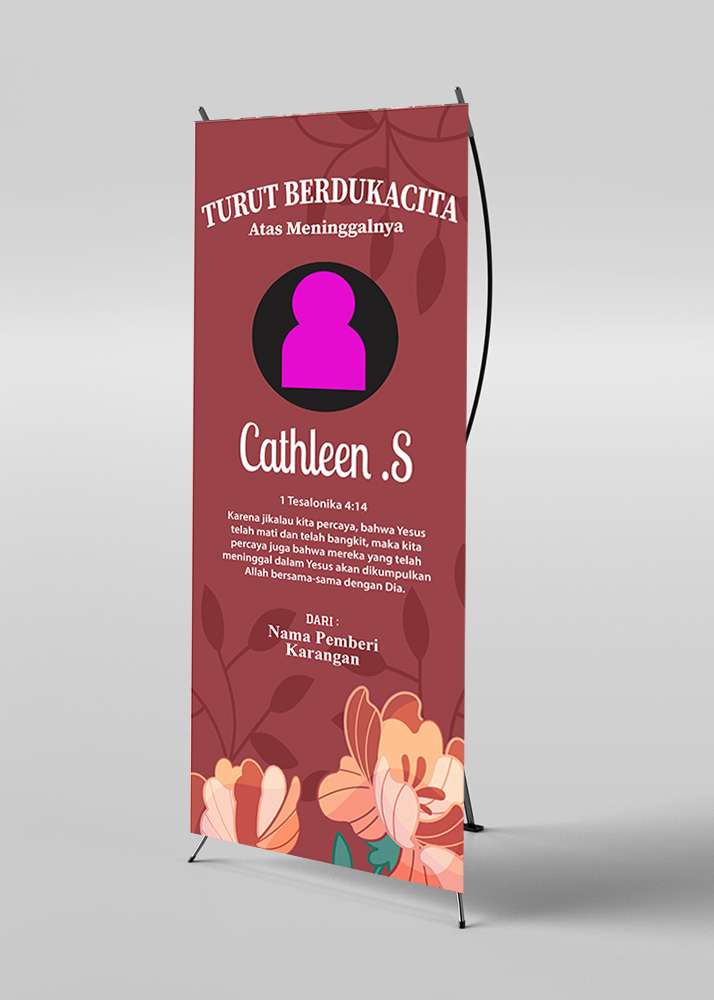 Banner Duka Cita Merah Marun dengan Bunga Lembut - Image 1