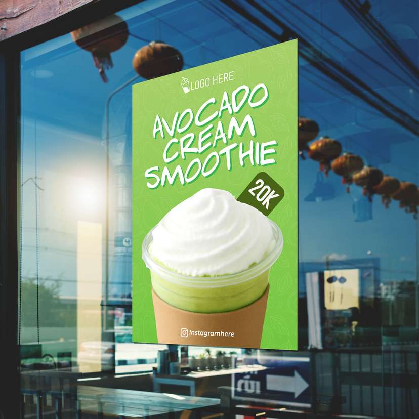 Poster Promo Minuman Alpukat Smoothies Dengan Background Hijau Muda - Image 1