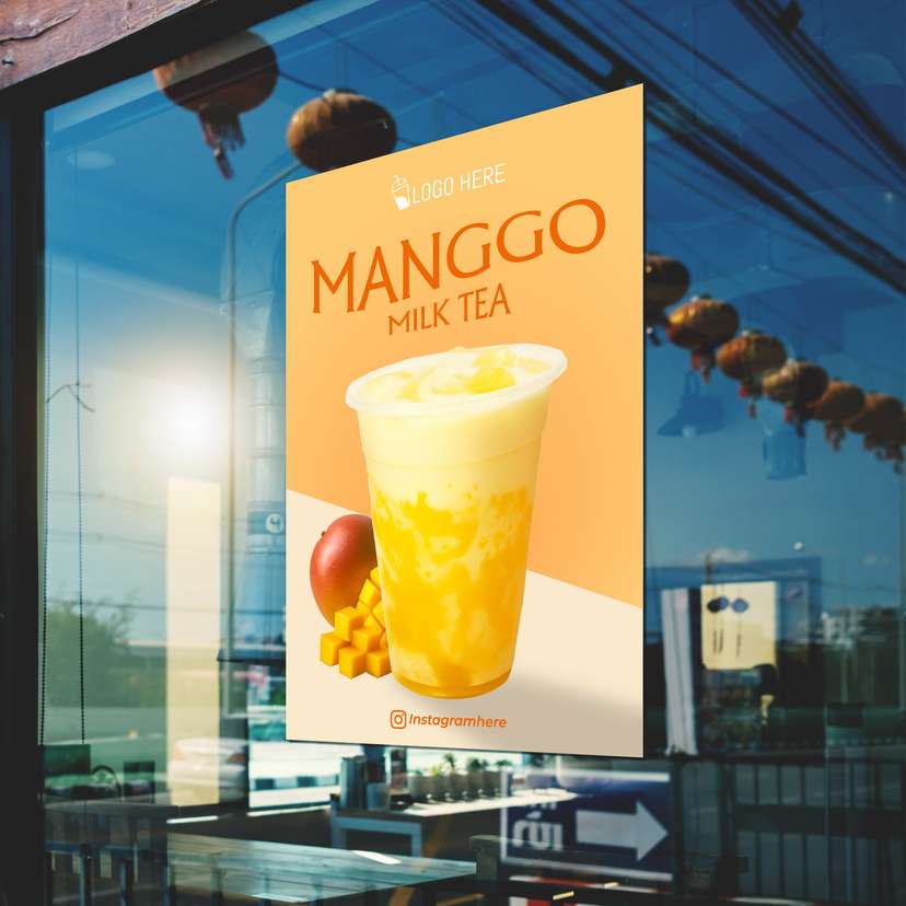 Poster Promo Minuman Mangga Milk Dengan Background Kuning - Image 1