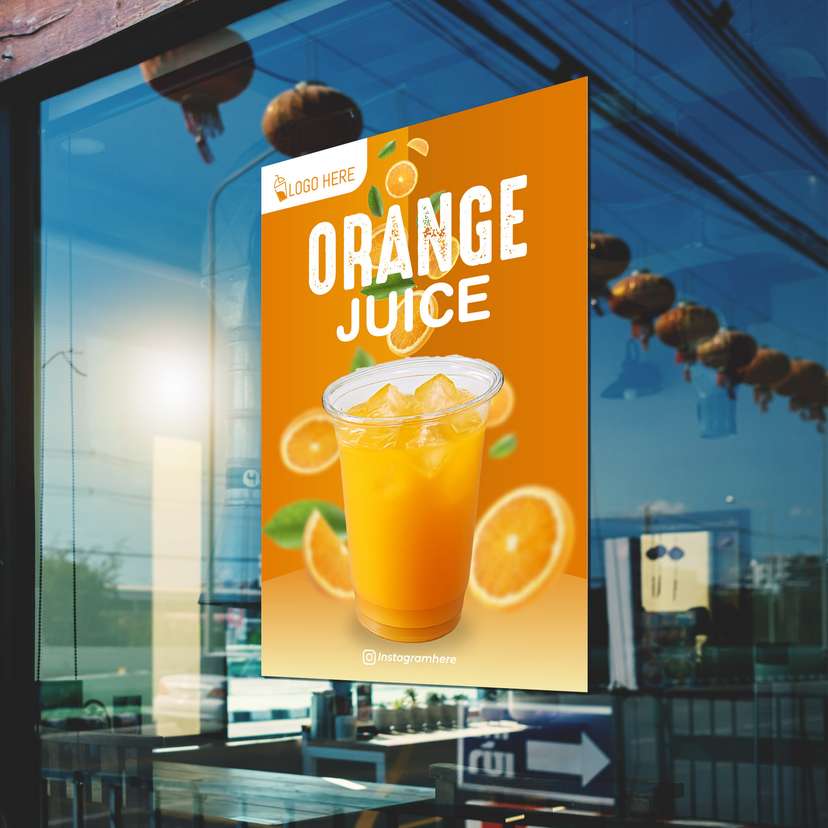 Poster Promo Minuman Orange Squash Dengan Background Kuning - Image 1