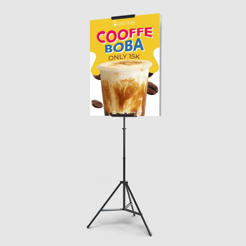 Foamboard Promo Minuman Cooffe Boba Warna Kuning - Image 1
