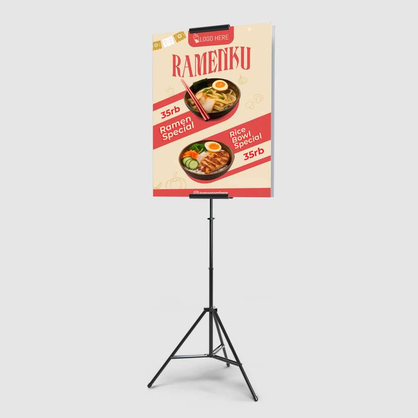 Foamboard Promo Makanan Ramen Dengan Warna Kream Merah Soft - Image 1