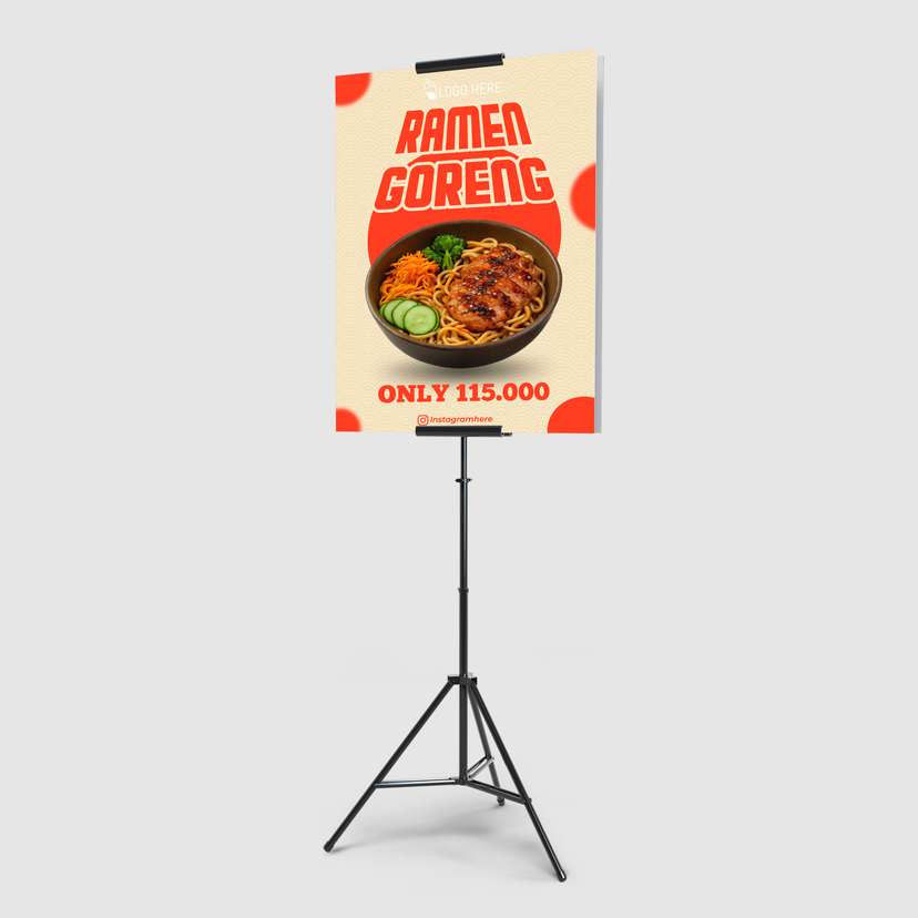 Foamboard Promo Makanan Ramen Goreng Dengan Warna \Krem Merah Soft - Image 1