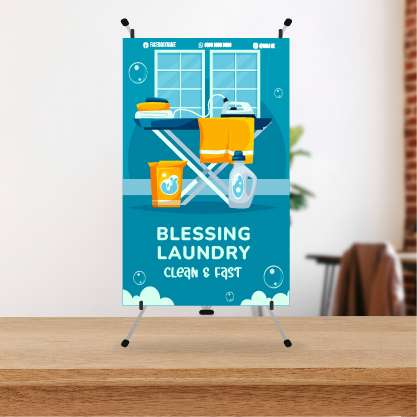 Mini Standing Banner Blessing Laundry Cuci Setrika - Image 1