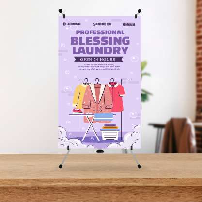 Mini Standing Banner Blessing Laundry Open 24 Hours - Image 1