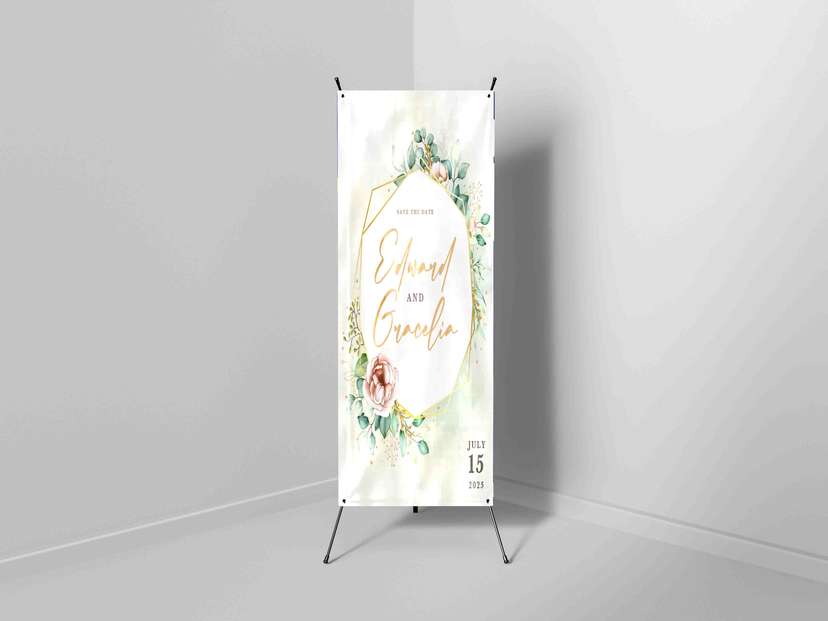 X Banner Wedding Warna Hijau - Image 1